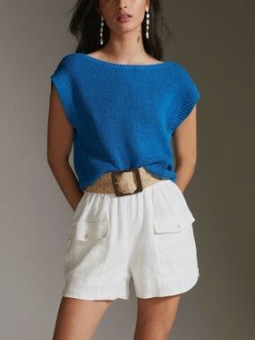MAEVE x ANTHROPOLOGIE Boatneck Sweater Vest Short Sleeve Knit Top